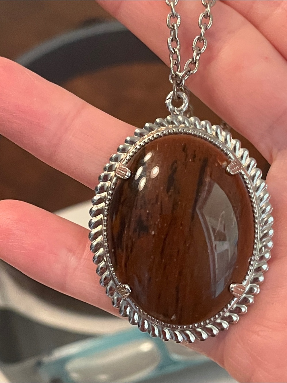 Vintage red tigers eye pendant Necklace